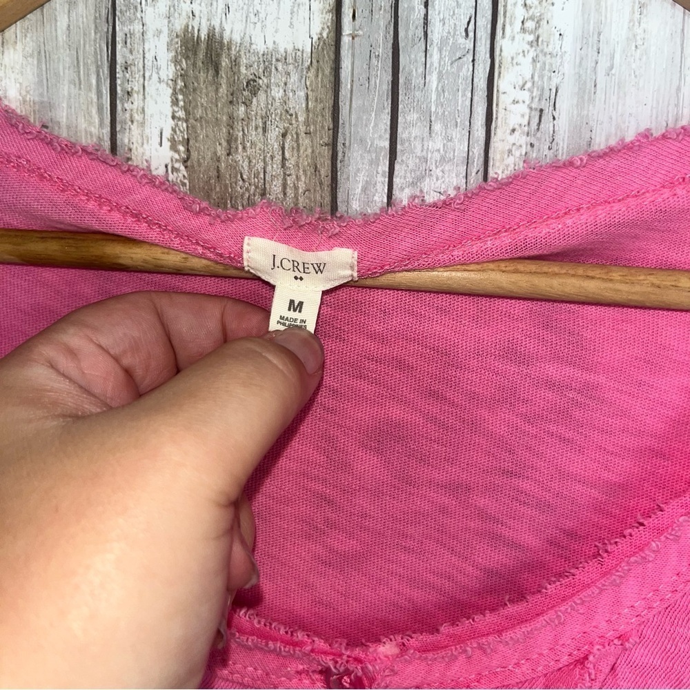 J.Crew Pink Ruffle Front Top Women’s M Cotton Feminine Casual Blouse Long Sleeve - Picture 4 of 4